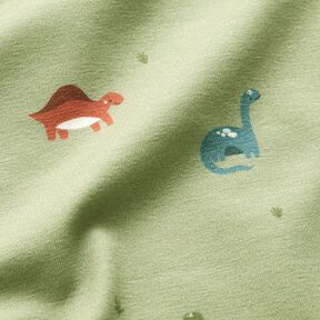 Katoenjersey vrolijke dinosaurussen – greige, 