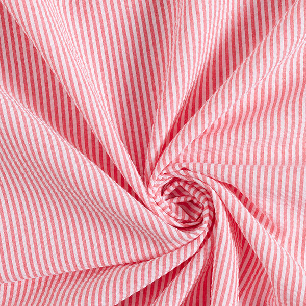 Seersucker Katoenmix strepen – rood/ecru, image number 3