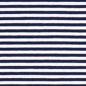 Katoenjersey smalle strepen – marineblauw/wit, 