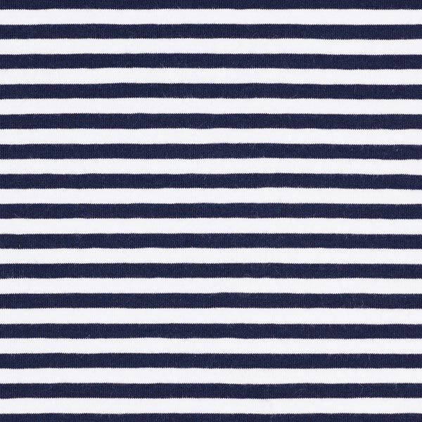Katoenjersey smalle strepen – marineblauw/wit,  image number 1