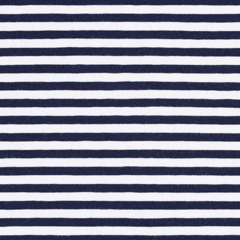 Katoenjersey smalle strepen – marineblauw/wit,  image number 1