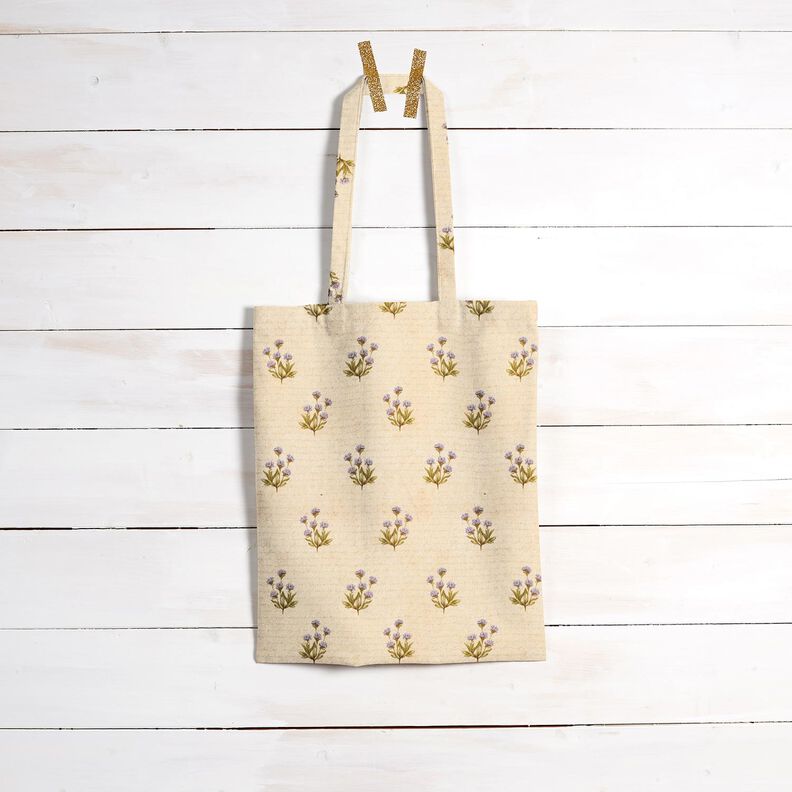 Decostof Katoenkeper Bloemen en schrift – beige,  image number 8