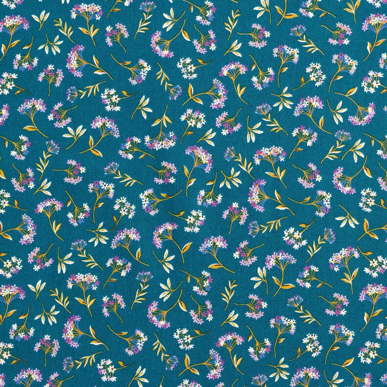 Katoenen stof Cretonne delicate bloemen – oceaanblauw, image number 1