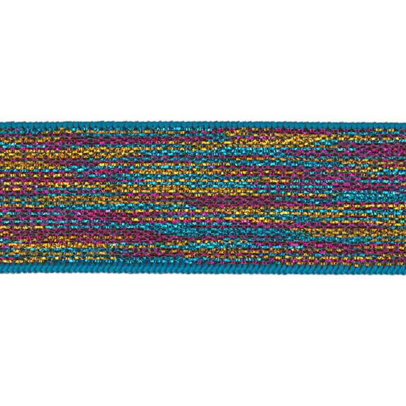Elastische band [ Breedte: 25 mm ] – turkooisblauw/pink,  image number 1