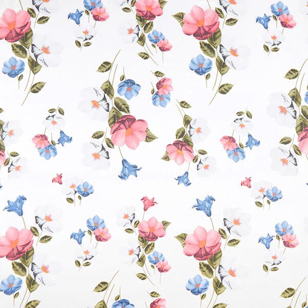 Zijde-viscose-satijn bloemen en bladeren – wit, image number 1