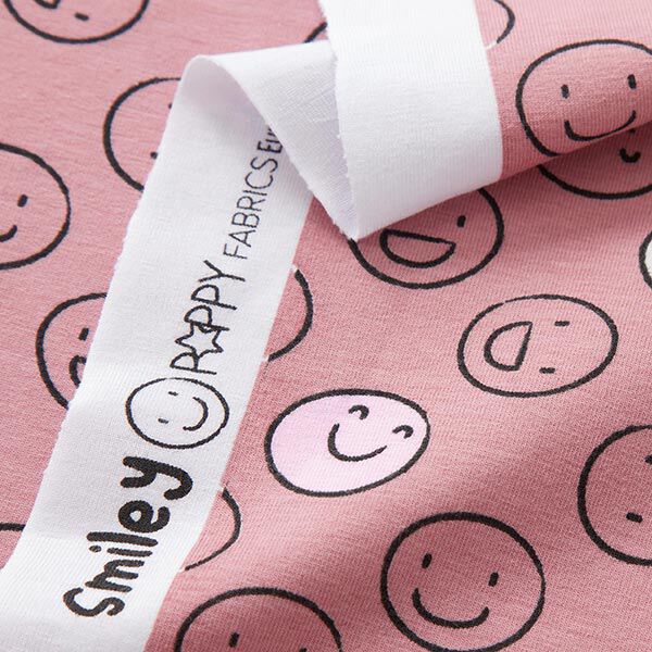 Katoenjersey Glow-in-the-dark smiley – oudroze, image number 4