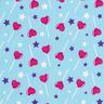 Katoenpopeline Lolly's en sterren Digitaal printen – hemelsblauw/purper,  thumbnail number 1
