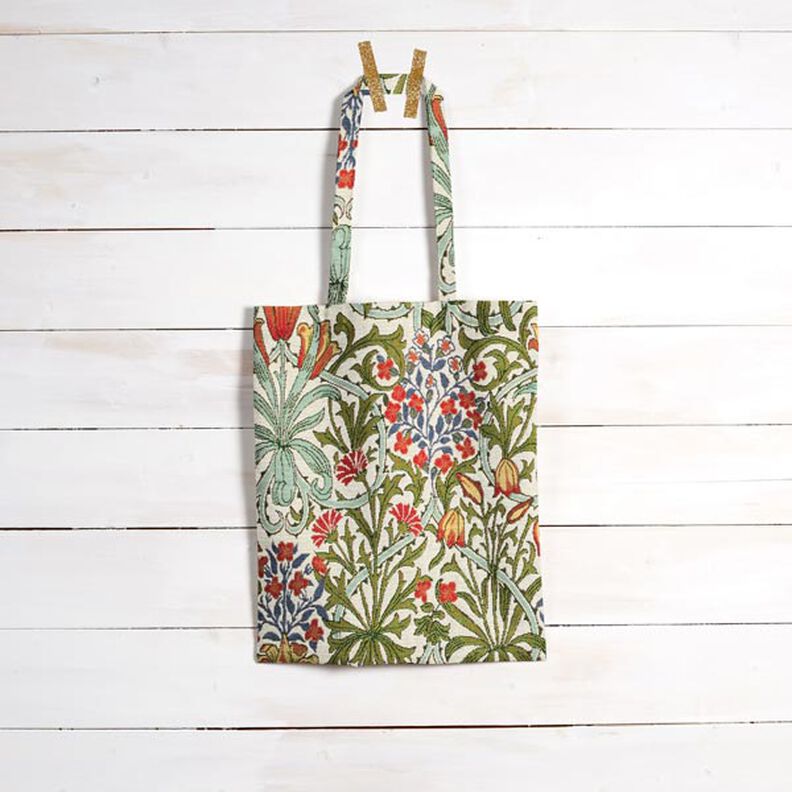 Decostof Gobelin gebloemd art nouveau motief – creme/lichtgroen, image number 6