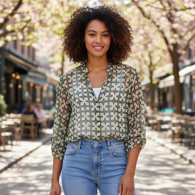 Chiffon cirkels en diamanten &ndash; zwart/ecru,  image number 6