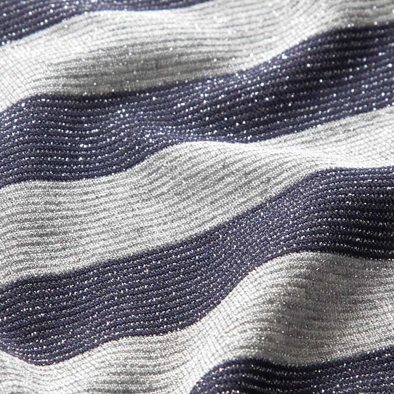 Jersey glitter horizontale strepen – lichtgrijs/marineblauw, image number 3