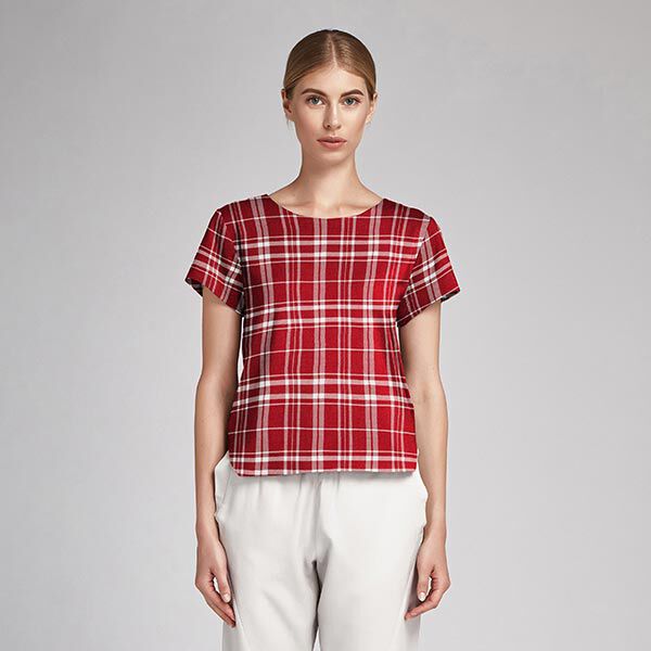 Overhemdenstof Viscose Glencheck – karmijnrood/wit, image number 6