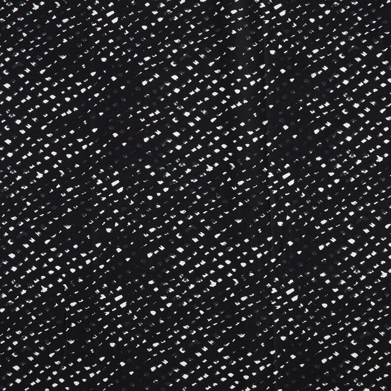 Broekstof stretch abstracte stippen – zwart blauw/wit, image number 1