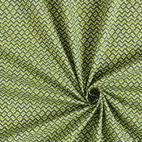 Katoenen stof Cretonne Etnische zigzag – groen,  image number 3