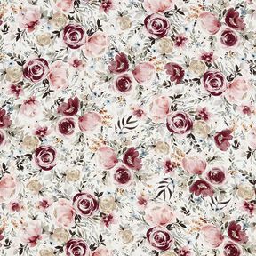 Mousseline/dubbel gehaakte stoffen Aquarel rozen Digitaal printen – wit, 