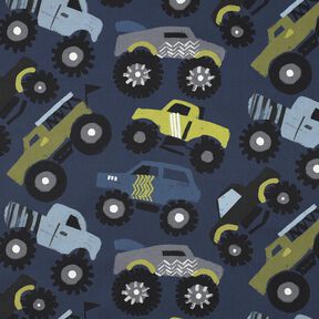 Katoenpopeline Monstertrucks | Poppy Fabrics – marineblauw, 