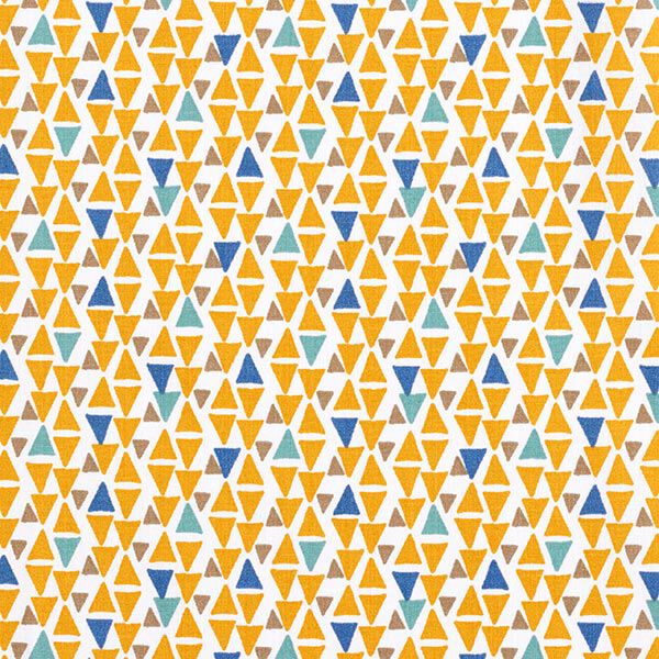 Katoenen stof Cretonne Mini-driehoekjes – wit/currygeel,  image number 1
