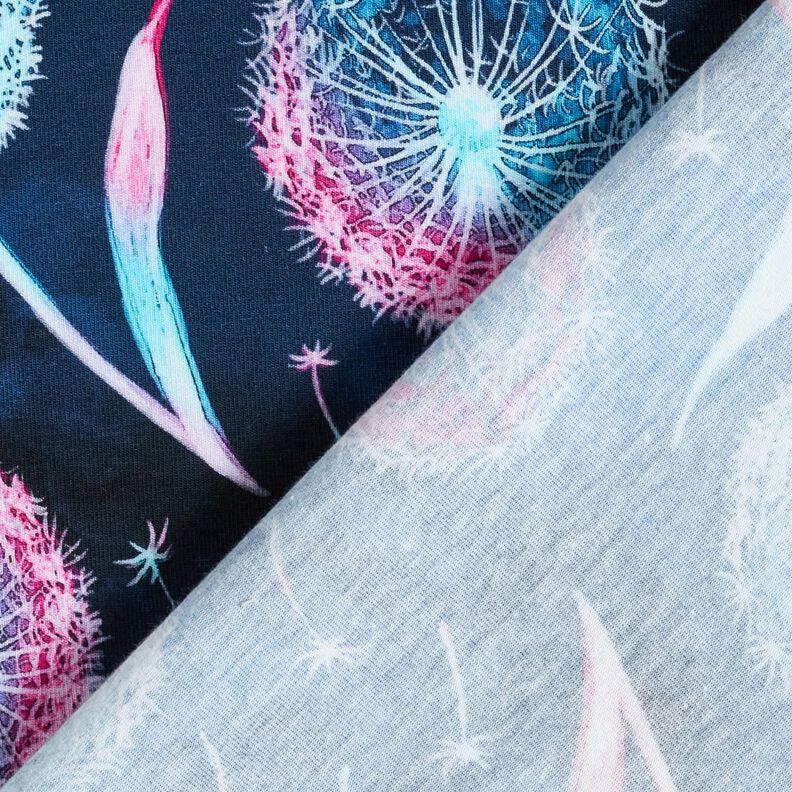 Katoenjersey Paardenbloemen | Glitzerpüppi – nachtblauw/purper,  image number 4