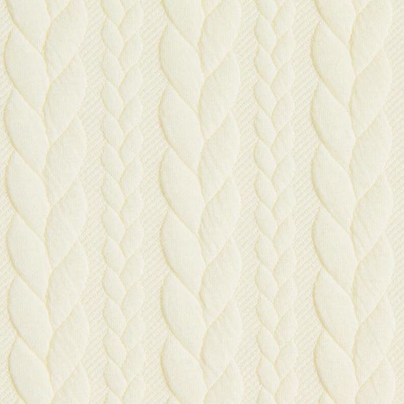 Jerseyjacquard cloqué kabelsteekpatroon – wit,  image number 1