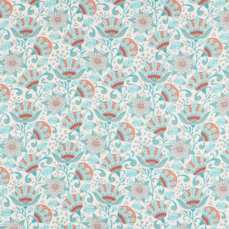 Viscose Voile Ibiza bloemen – lichtbeige,  image number 1