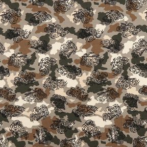 French Terry sommersweat Camouflage monstertrucks  – taupe, 