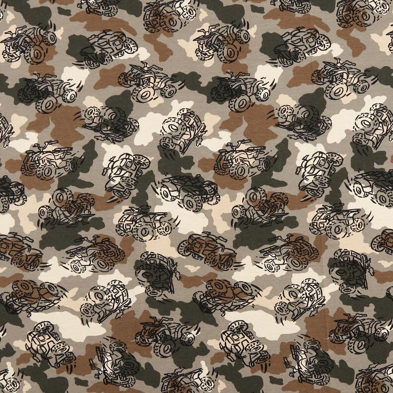 French Terry sommersweat Camouflage monstertrucks  – taupe,  image number 1