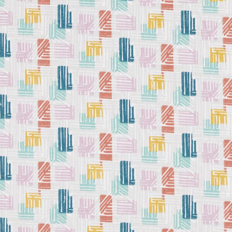 Katoenen stof Cretonne gearceerde vormen – zilvergrijs/pastelviolet,  image number 1