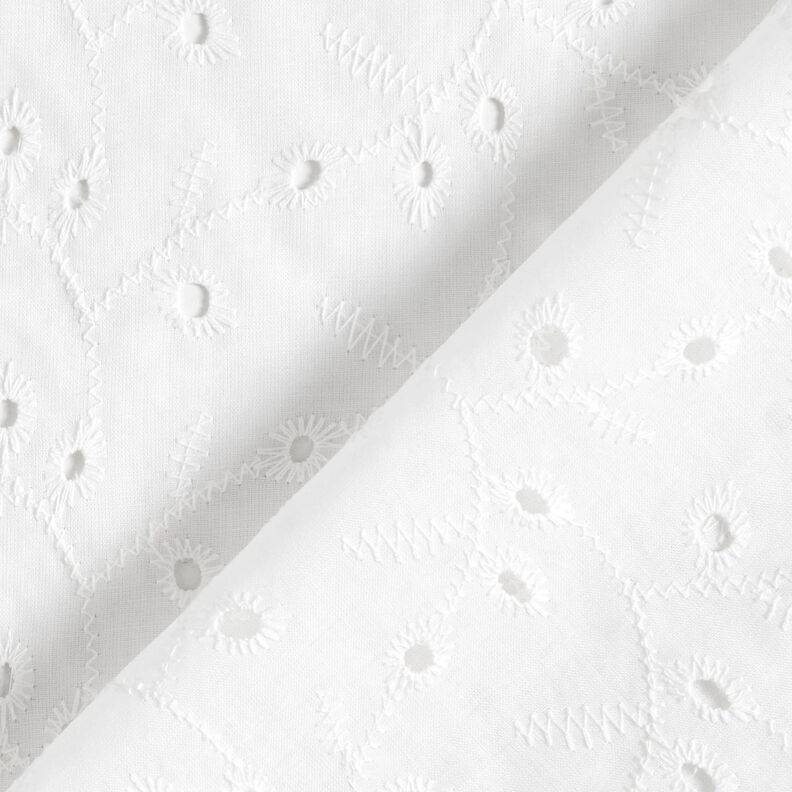 Katoenen stof met los geborduurde bloemranken – wit,  image number 4