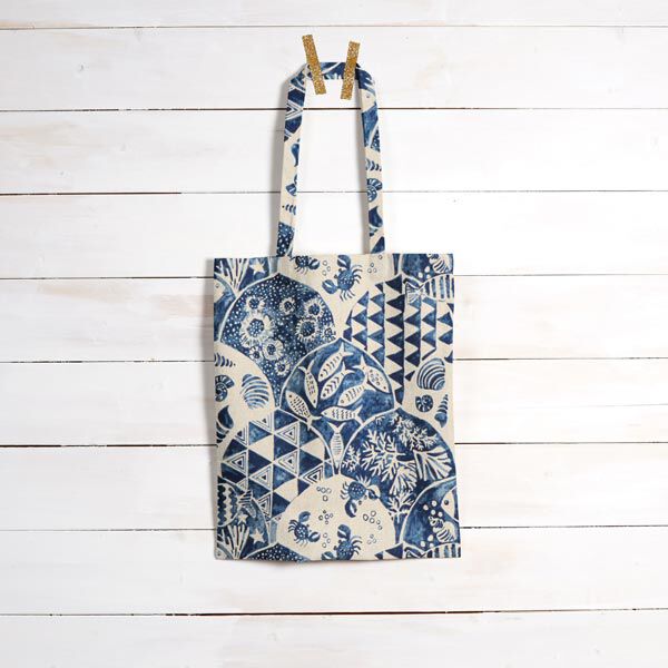 Decostof half panama Maritiem – blauw/natuur, image number 5