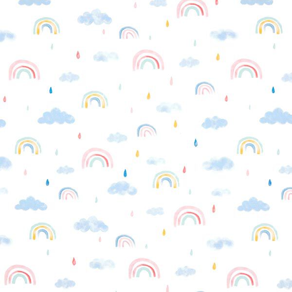 GOTS Katoenjersey Aquarel regenboogwereld | Tula – wit, image number 1