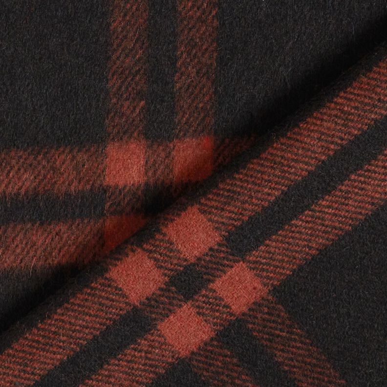 Mantelstof wolmix tartan ruit – terracotta/zwart, image number 5