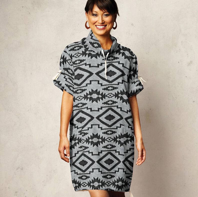 Ikat-patroon van gebreide stof – grijs/zwart, image number 5