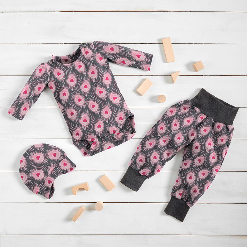 Katoenjersey Pavo | Stoff&Liebe – leigrijs/intens roze,  image number 6