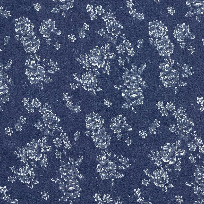 Chambray Kleine rozen – marineblauw/ecru,  image number 1