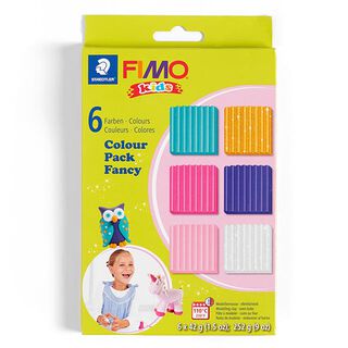 FIMO® Kids Modelleerklei [6x42 g], Glitter&Pastelverven, 