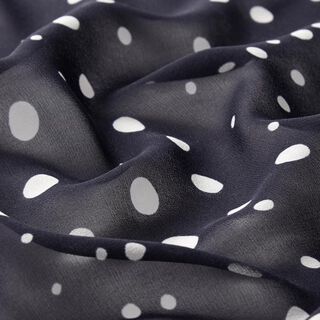 Zijden chiffon ongelijke punten – navy/wit, 