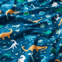 Katoenjersey dinowereld | PETIT CITRON – petroleum, 