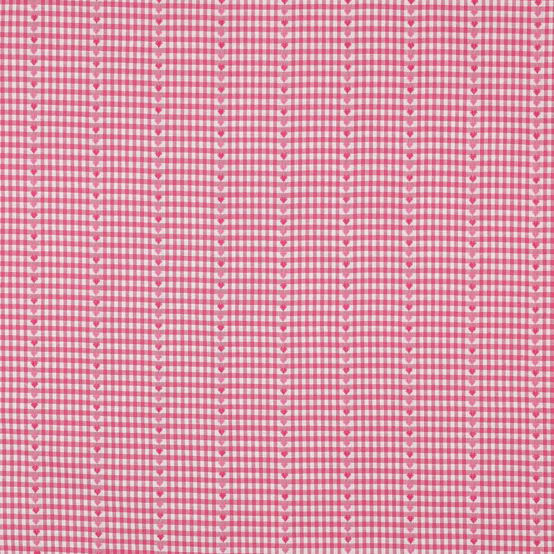 Katoenen stof Jacquard ruiten en harten – pink/wit,  image number 1