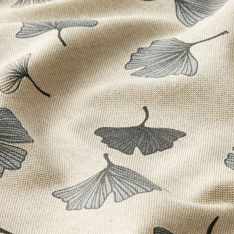 Decostof half panama Ginkgo bladeren – grijs/natuur,  image number 2