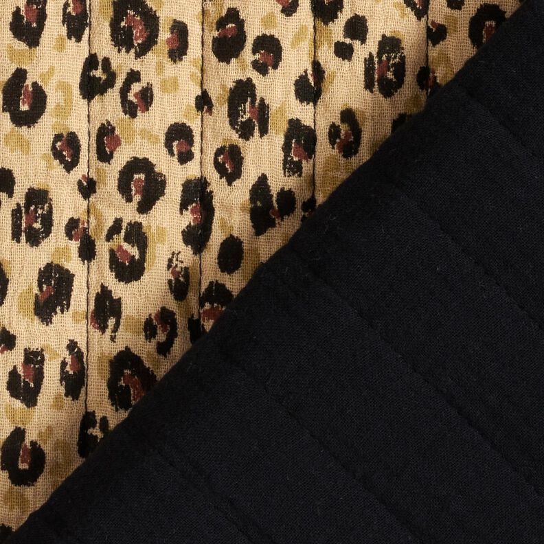 Mousseline Doorgestikte stof Luipaardprint – beige/zwart,  image number 5