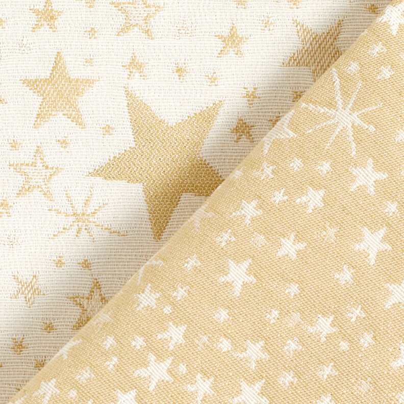 Decostof Jacquard Lurex zee van sterren – lichtbeige/goud,  image number 4