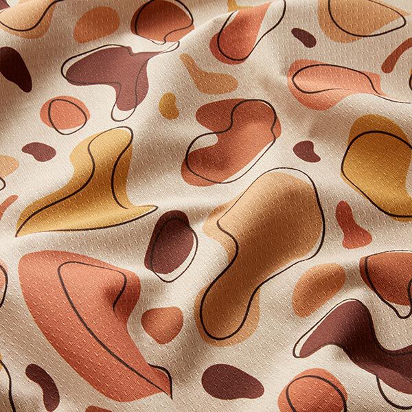 Decostof jacquard retro vormen gerecycled – donkerbruin/natuur, image number 2