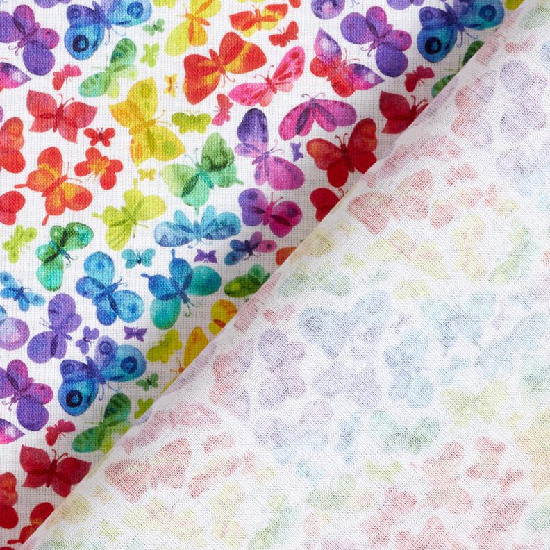 Katoenpopeline Regenboog vlinders Digitaal printen – wit/kleurenmix,  image number 4