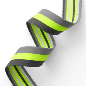 Tassenband neon [ 40 mm ] – neongeel/grijs, 