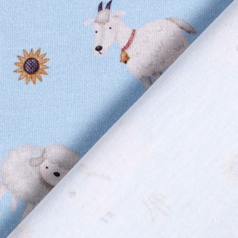 Katoenjersey Schapen en geiten Digitaal printen – lichtblauw, image number 4