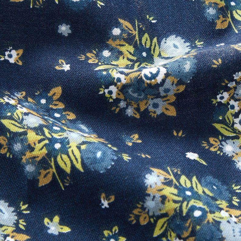 Biologisch katoenpopeline Boeket bloemen – marineblauw,  image number 2
