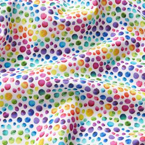 Katoenpopeline Regenboog stippen Digitaal printen – wit/kleurenmix, 