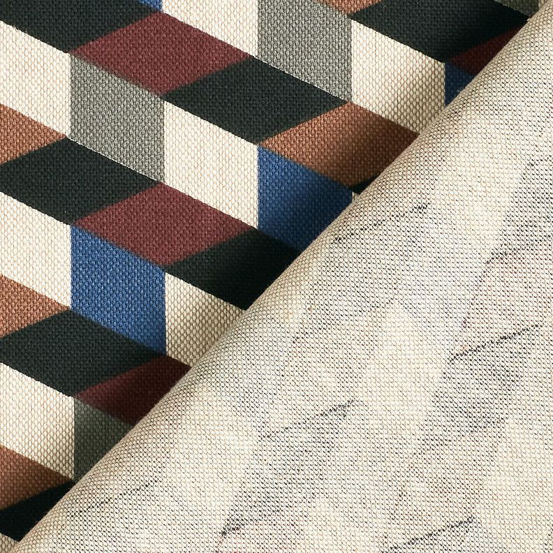 Decostof Half panama minimalistische kubussen &ndash; natuur/blauw,  image number 4