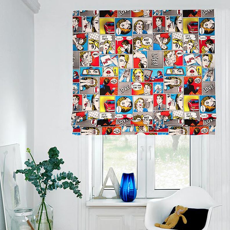 Decostof Half panama Comic Pop-Art – wit, image number 6