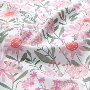 Katoenpopeline grote weidebloemen Digitaal printen | Poppy Fabrics – wit, 