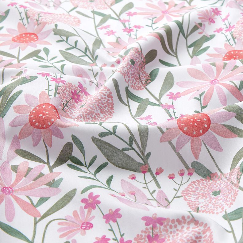 Katoenpopeline grote weidebloemen Digitaal printen | Poppy Fabrics – wit,  image number 2